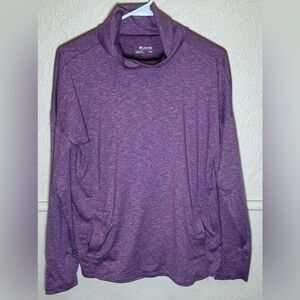Columbia Cowl Neck Crossover Back Long Sleeve Active Top Purple Women’s M